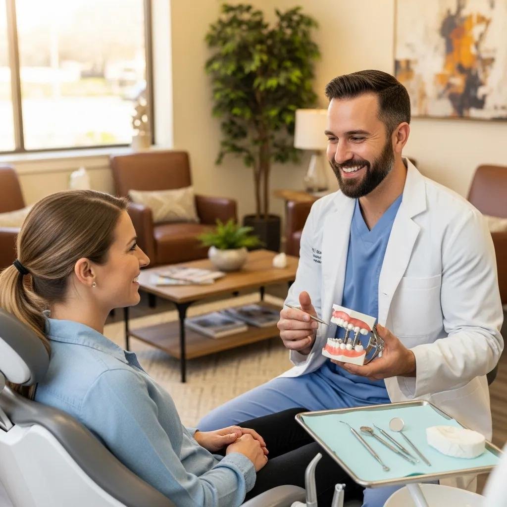 Friendly dental consultation about financing options for dental implants