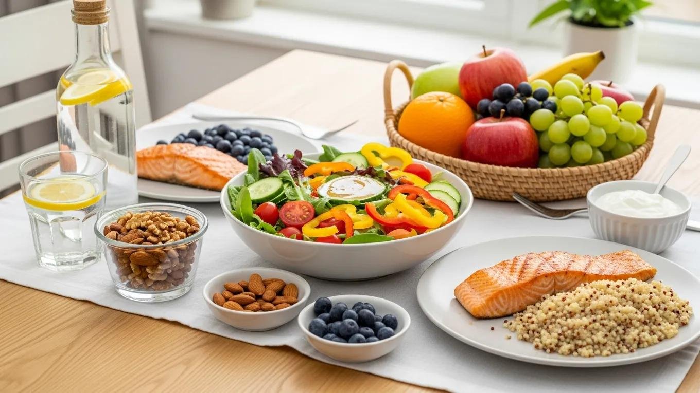 Healthy meal representing dietary choices that prevent dental implant failure
