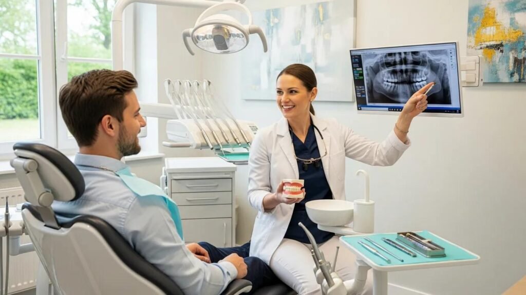 Dental consultation for full mouth restoration in a modern clinic